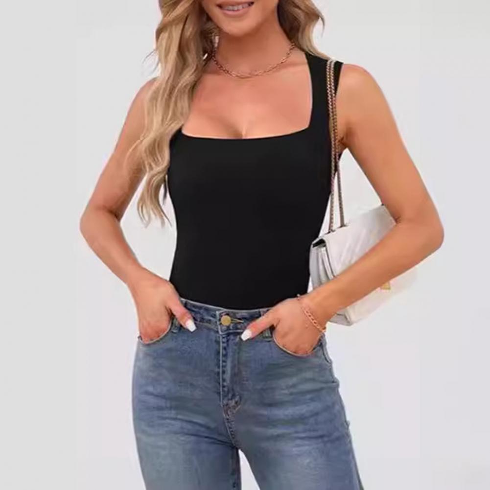 Tank Top Ribbed - Women Panties Summer Vest Square Collar