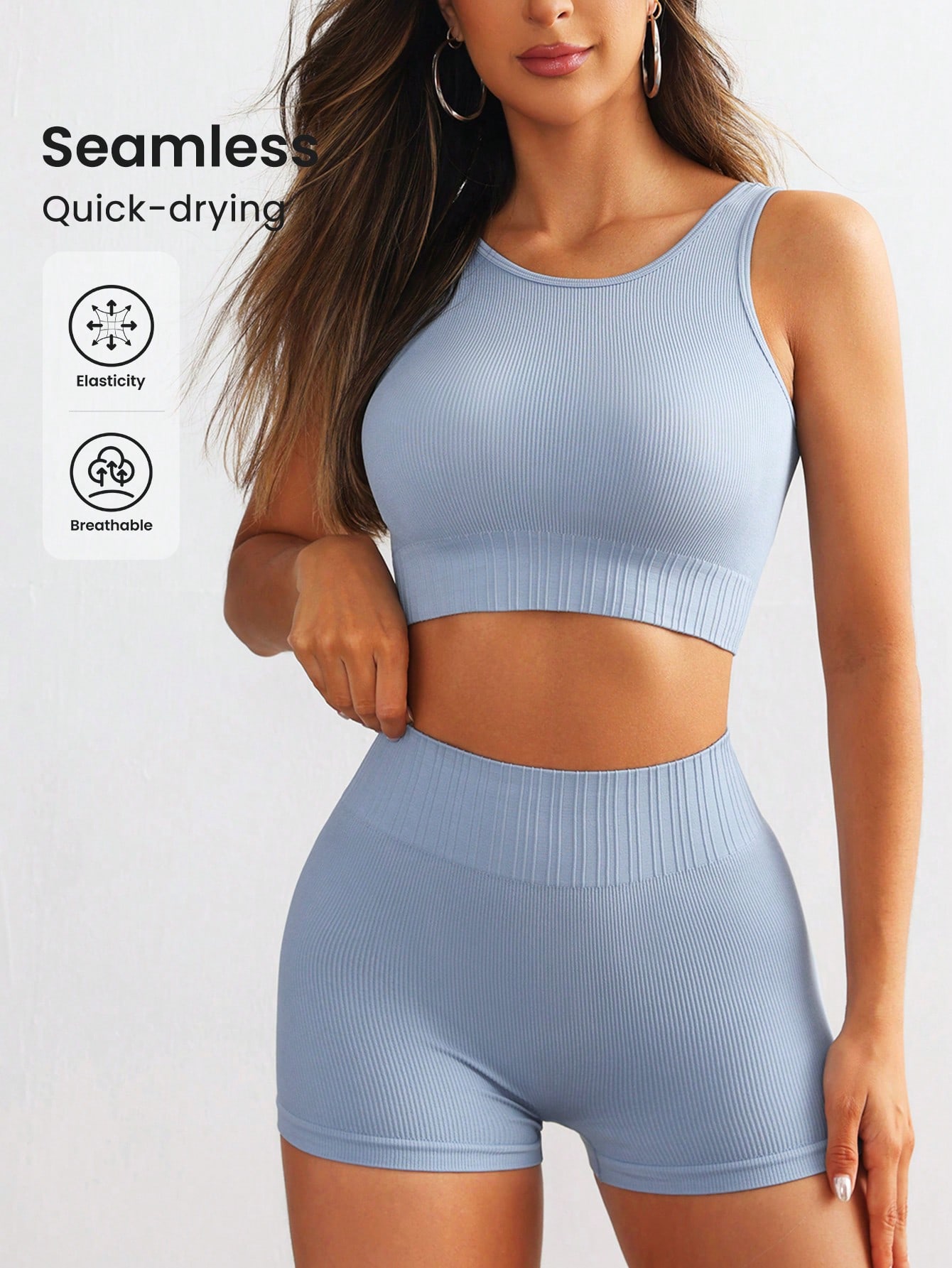 Tank Top Ribbed - Women Seamless Ribbed Yoga Set Sleeveless