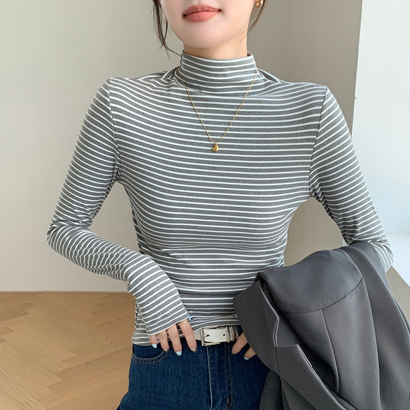 Classic Striped Women Mock Nec - Base Layer Top review and price